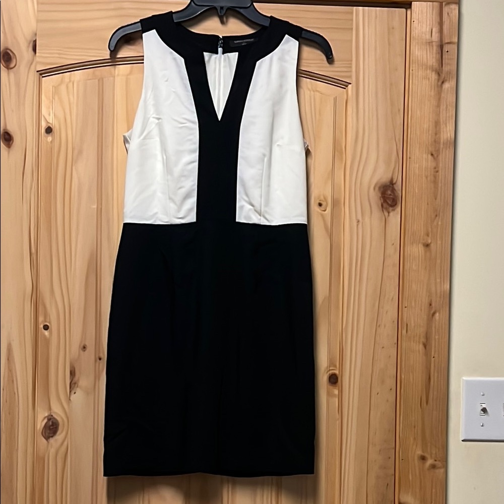 Banana Republic Black and White V-Neck Sheath Dress
